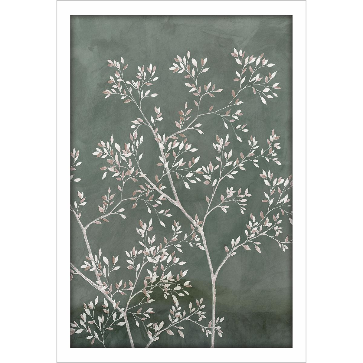 Paragon 15730 Delicate Tree Green and Beige and White Framed Art
