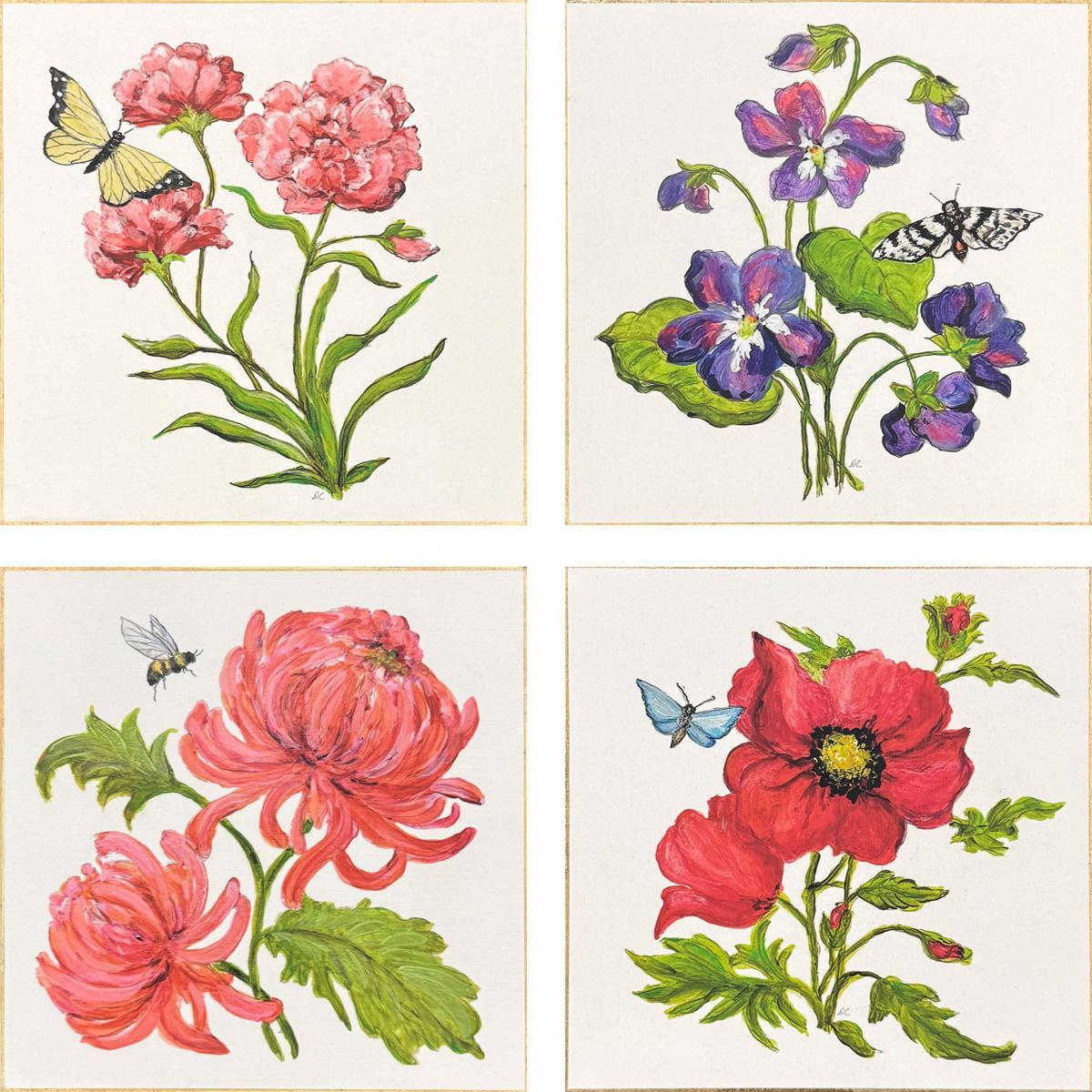 Paragon 22569 Floral Snapshot Multi and Green and Red and Purple Wall Sculpture, The Studio