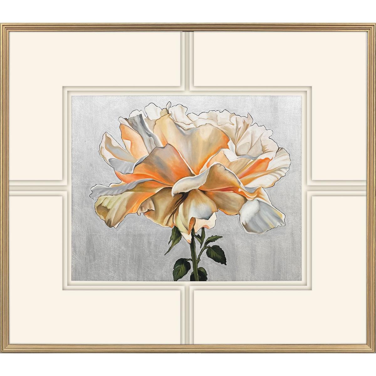 Paragon 22995 A Rose is a Rose / Parchement Petals White and Beige and Green and Metallic Framed Art, The Studio
