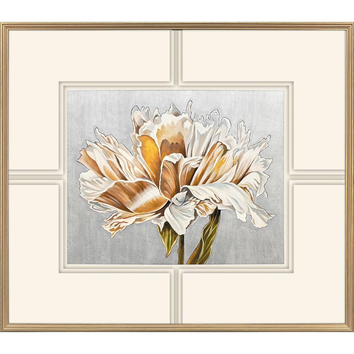 Paragon 22996 A Rose is a Rose / Parchement Petals White and Beige and Green and Metallic Framed Art, The Studio