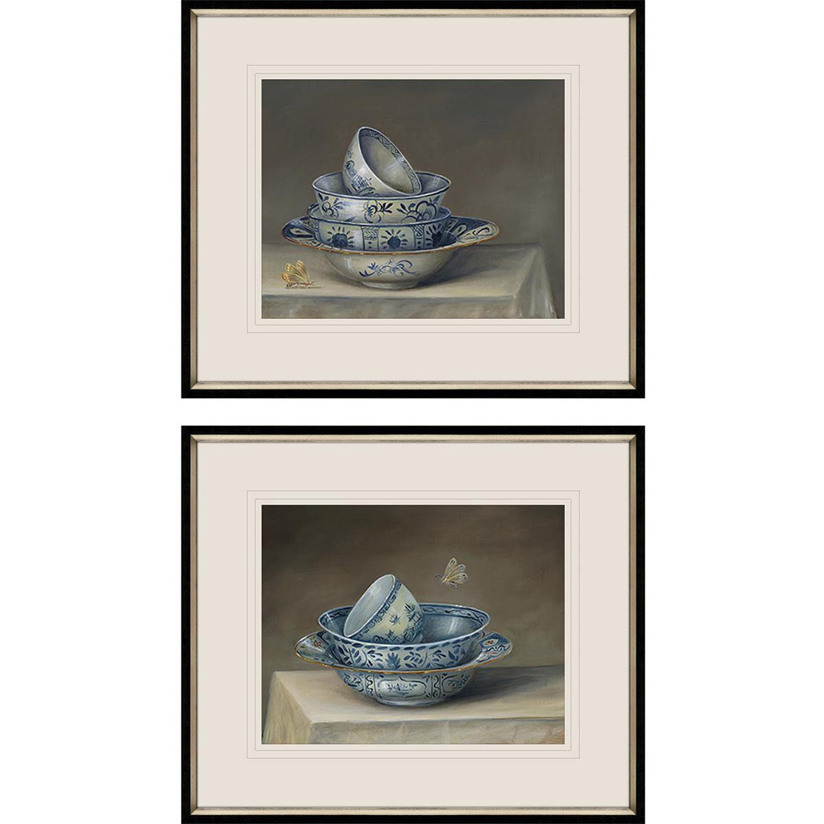 Paragon 31206 Vintage Blue and Brown and Metallic and White Framed Art