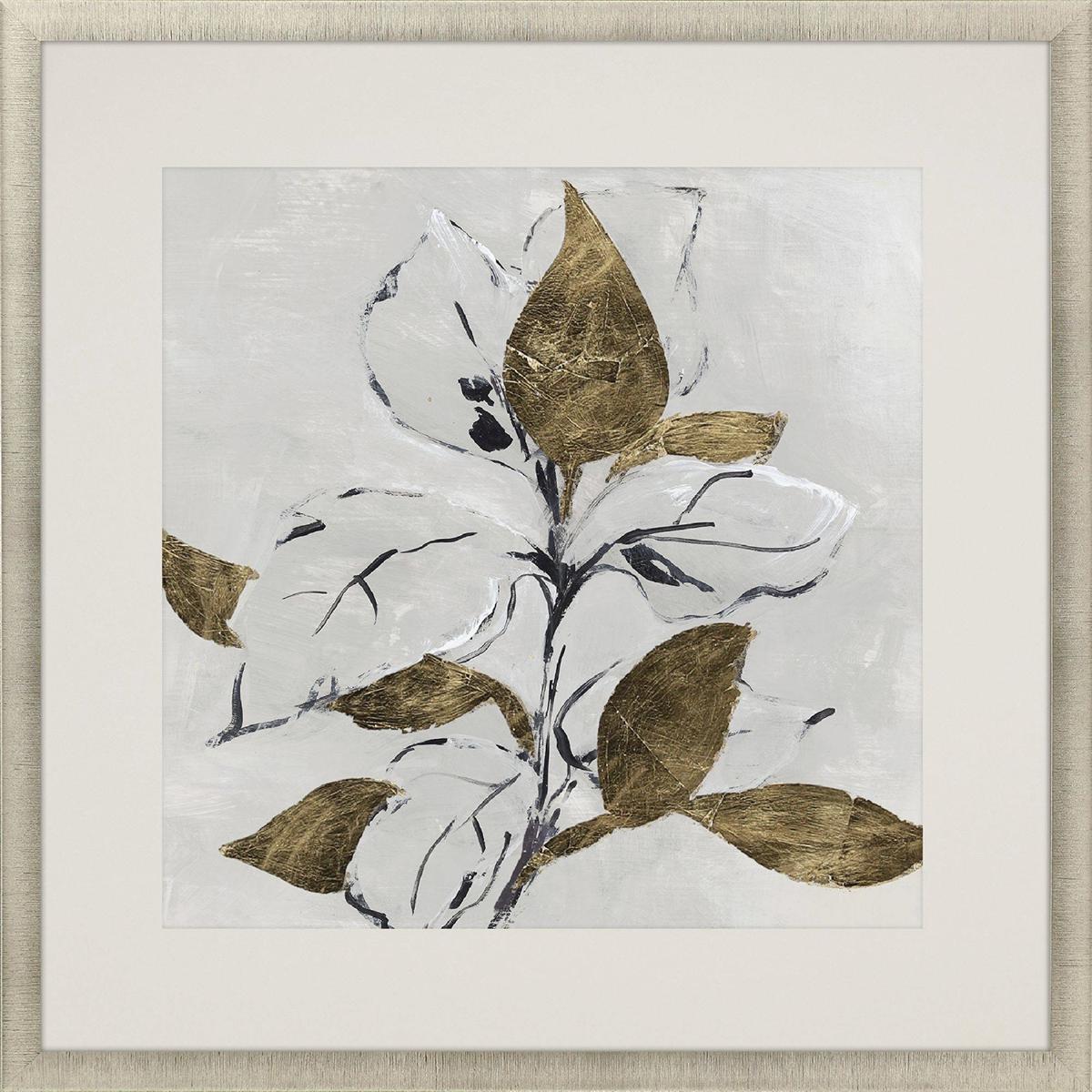 Paragon 31732 Golden Floral White and Black and Gray and Metallic Framed Art