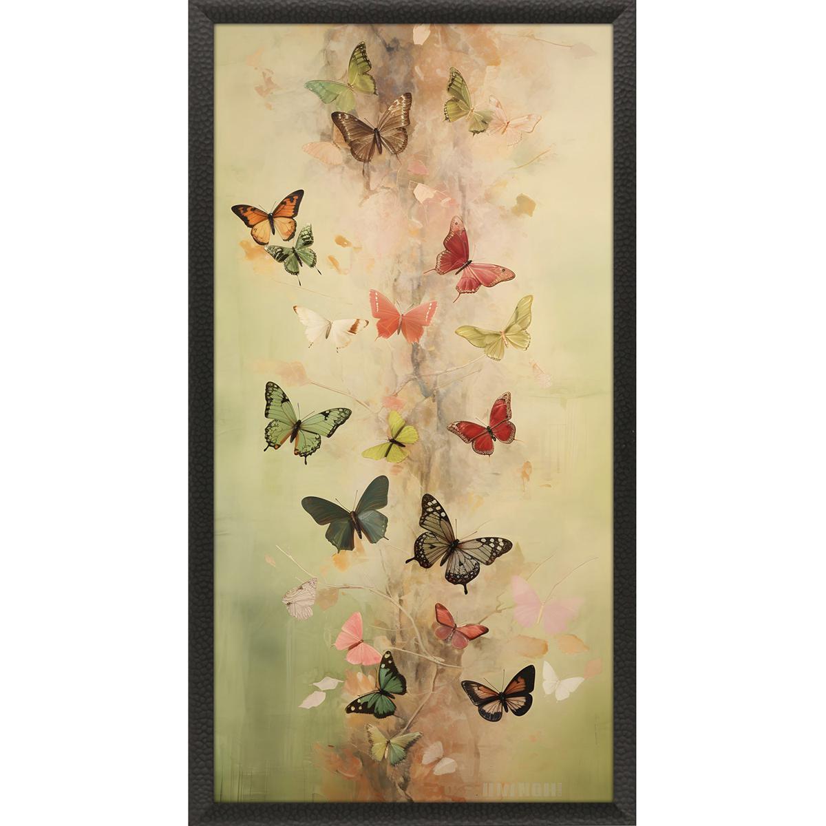 Paragon 31930 Butterfly Tower Green and Orange and Pink and Red Framed Art