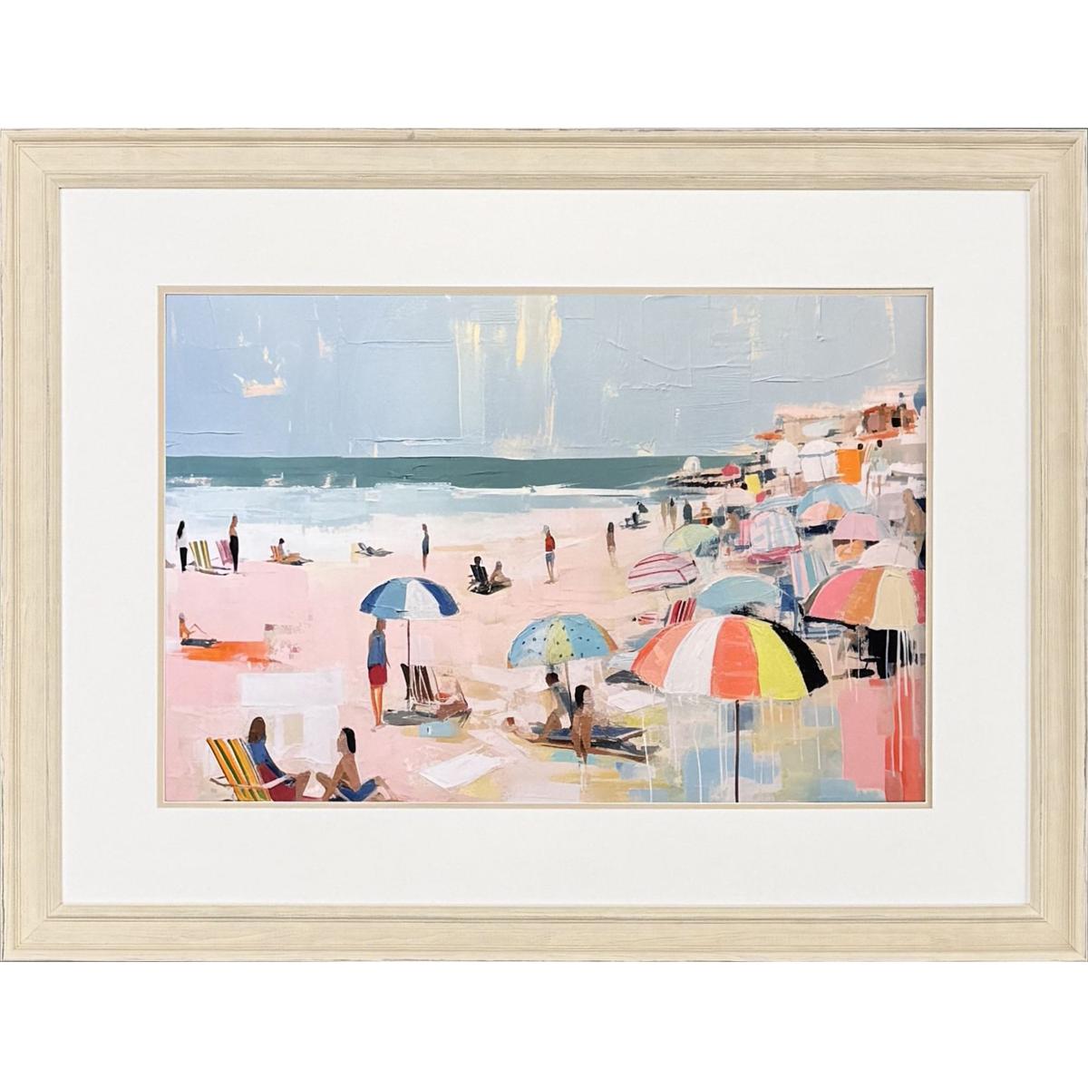 Paragon 32172 Summer Days on Beach Blue and Pink and Teal and Multi Framed Art