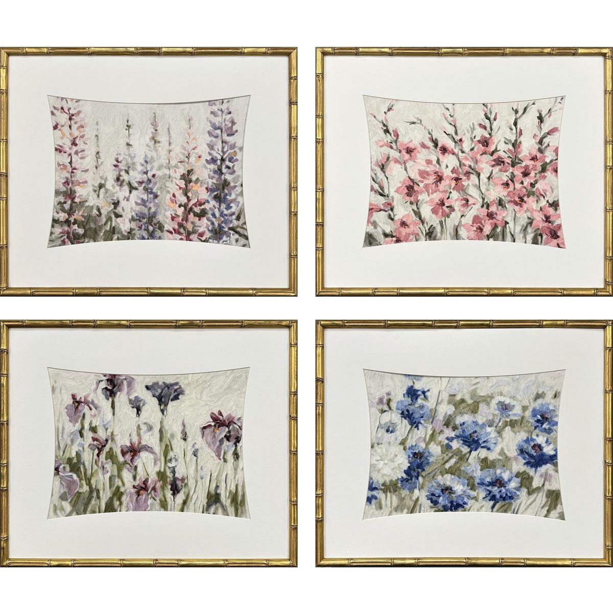 Paragon 32486 Floral Haven Green and Multi and Pink and Purple Framed Art