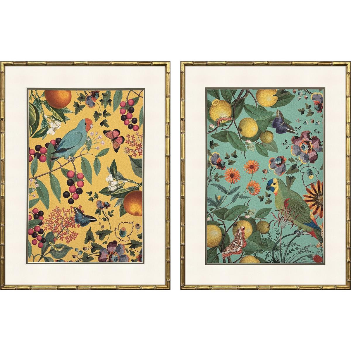 Paragon 32502 Floral Fruit Garden Green and Red and Turquoise and Yellow Framed Art