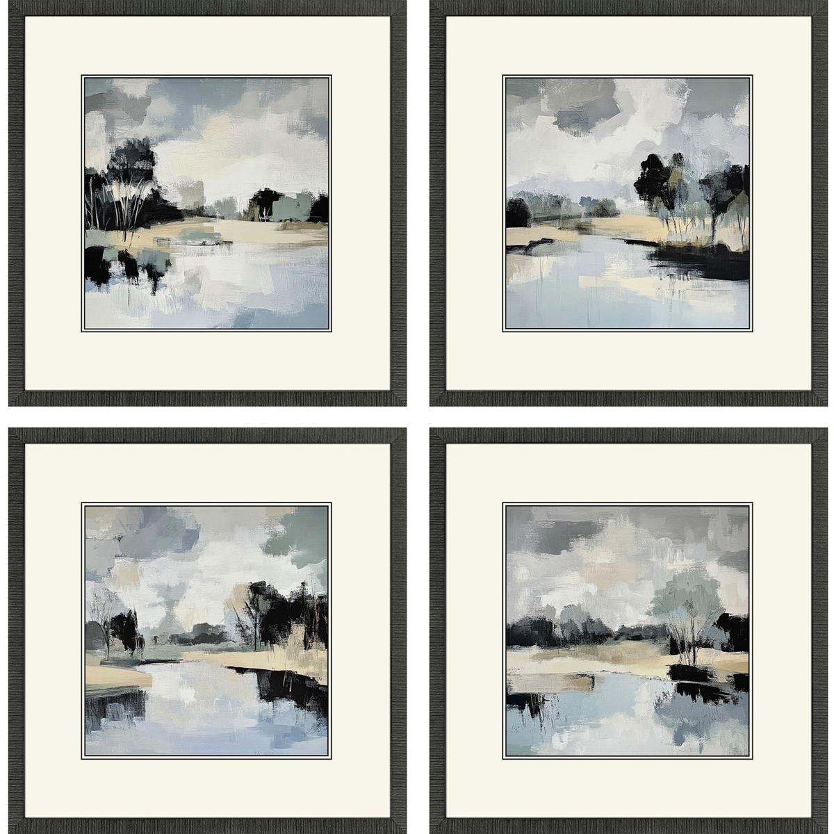 Paragon 33054 Dappled Stillness Blue and Black and Green and Gray Framed Art