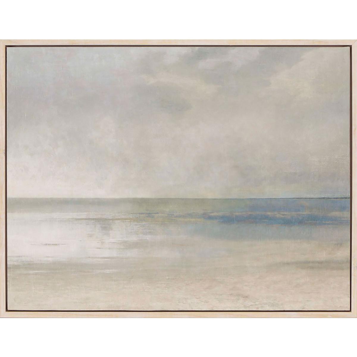 Paragon 3773 Pastel Seascape Gray and Beige and Blue and Green Framed Art