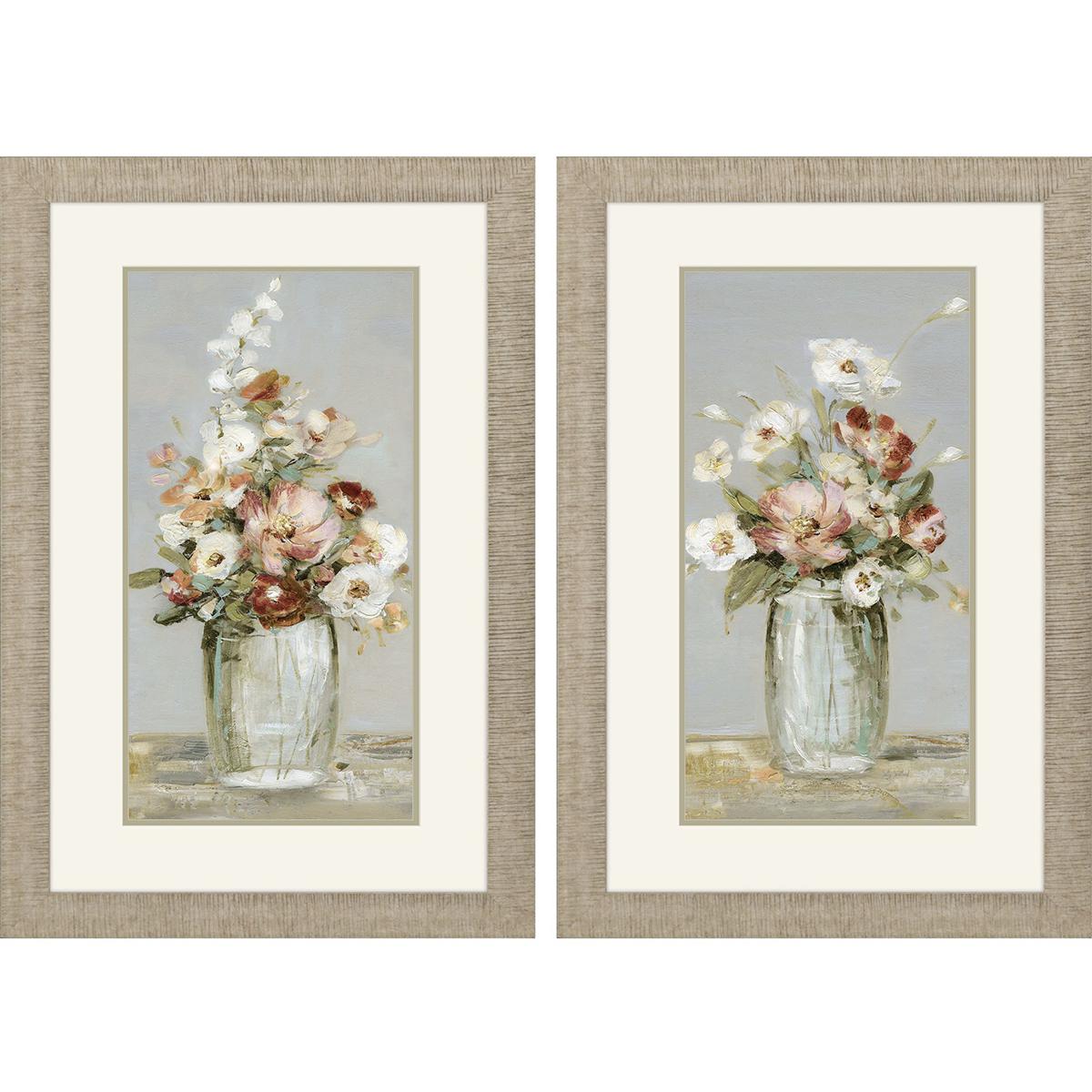 Paragon 48646 Florals Pink and Rust and White and Teal Framed Art, Propac