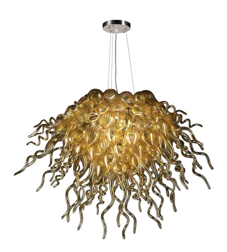 PLC Lighting Elixir Chandelier in Polished Chrome with Amber Glass 23616-PC-AMBER photo