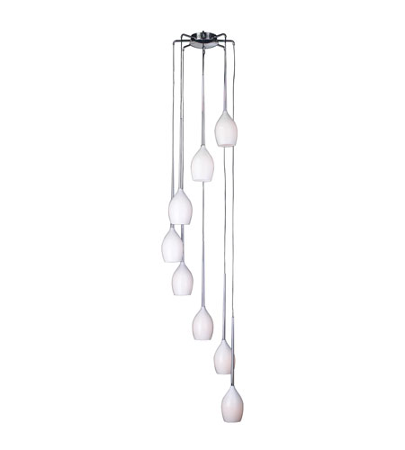 PLC Lighting Dew 8 Light Chandelier in Polished Chrome and Opal Glass 67028-OPAL/PC photo
