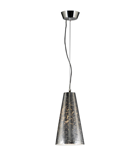 PLC Lighting Balios Mini Pendant in Polished Chrome with Silver Leaf Glass 76011-PC-SILVER photo