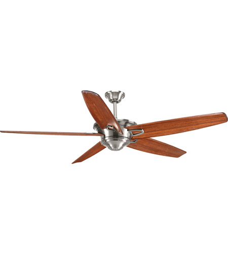 Progress P2560 09 Caleb 68 Inch Brushed Nickel With Medium Cherry Blades Ceiling Fan