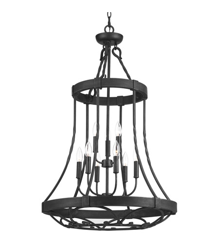 Progress P3692 71 Enclave 9 Light 24 Inch Gilded Iron Foyer