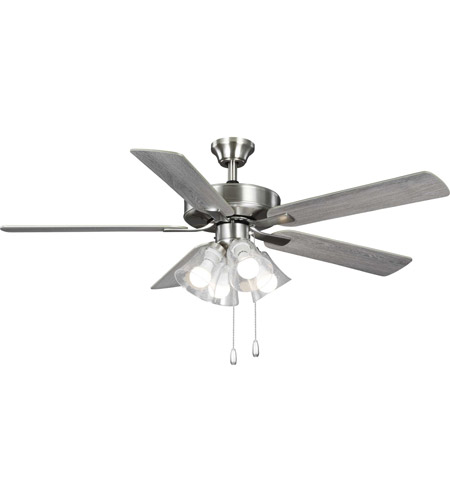 New 52" Modern Brushed Nickel Finish Wood Blade Ceiling Fan with Remote Control 