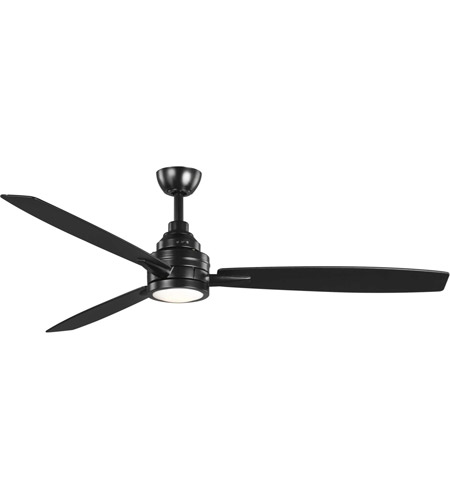 Progress P2554 3130k Gaze 60 Inch Black With Distressed Ebony Matte Black Blades Ceiling Fan Progress Led