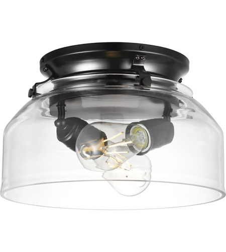 Matte Black Ceiling Fan Light Kit, Clear Glass Ceiling Fan Light Kit