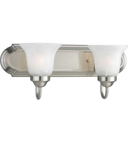 Progress P3052 09 Alabaster Glass 2 Light 18 Inch Brushed Nickel Bath Vanity Wall Light In Bulbs Not Included Standard