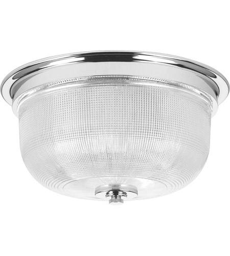 Progress P3740 15 Archie 2 Light 12 Inch Polished Chrome Flush Mount Ceiling - 2 Light Chrome Ceiling Mount Fixture With Prismatic Glass