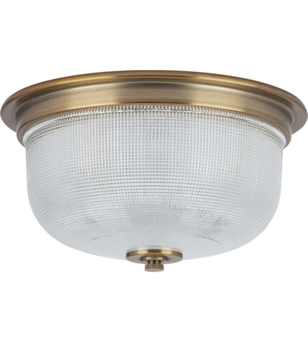 Archie 2 Light 12 Inch Vintage Brass Flush Mount Ceiling Light