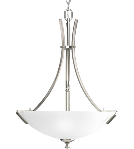 18 Inch Width 4 Light Brushed Nickel Finish with White Linen Glass Line Voltage Progress P3977-09 Alexa 