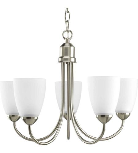 Progress P4441-09 Gather 5 Light 21 inch Brushed Nickel Chandelier Ceiling Light in Bulbs Not Included, Standard