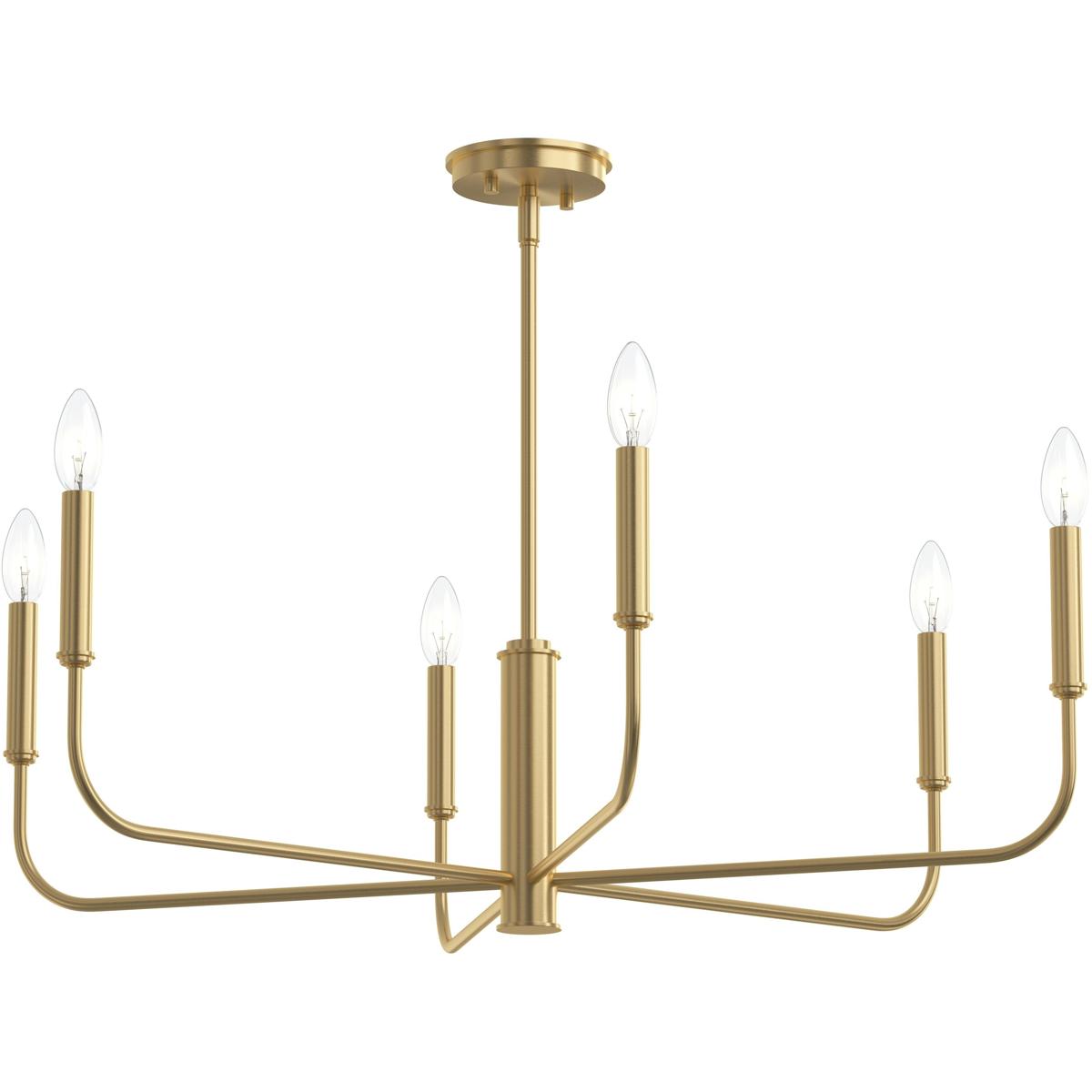 Progress P400448-191 Reines 6 Light 32 inch Brushed Gold Chandelier Ceiling Light