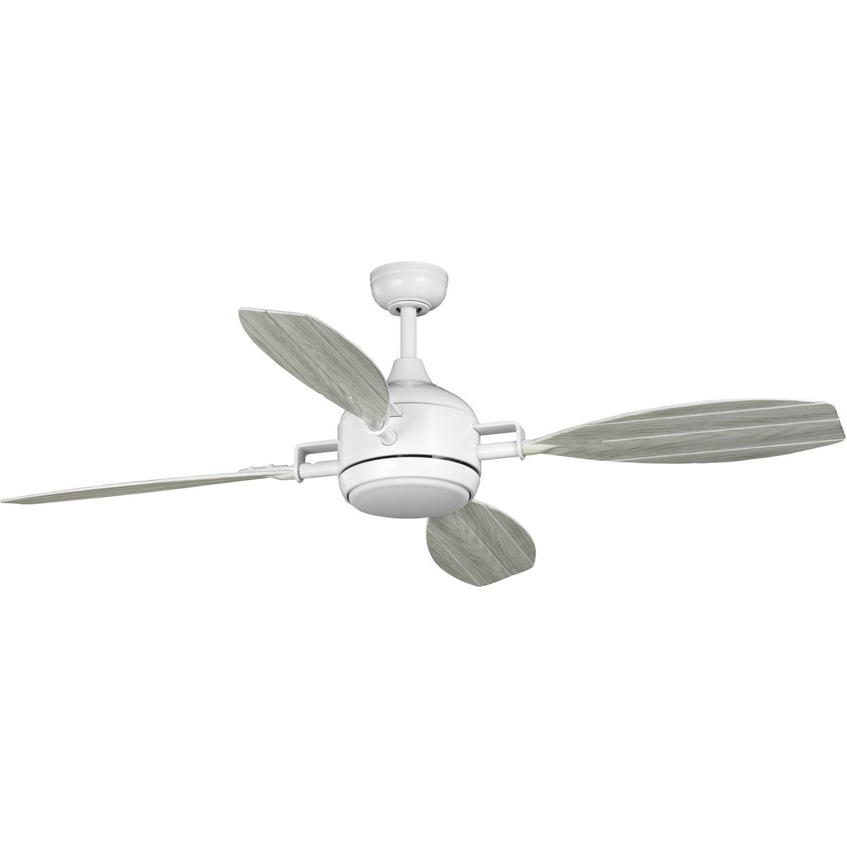 Progress P250040-028-30 Rudder 56 inch Satin White with Distressed White Blades Ceiling Fan in Matte White, Progress LED