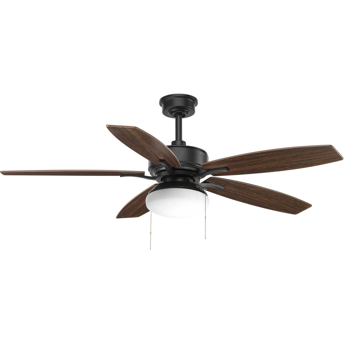 Progress P2552-80 Billows 52 inch Forged Black with Black/Toasted Oak Blades Ceiling Fan, Progress LED