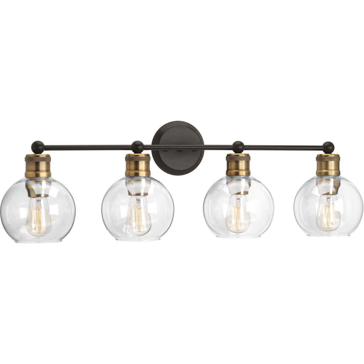 Progress P300052-020 Hansford 4 Light 34 inch Antique Bronze Bath Vanity Wall Light in Antique Bronze and Vintage Brass