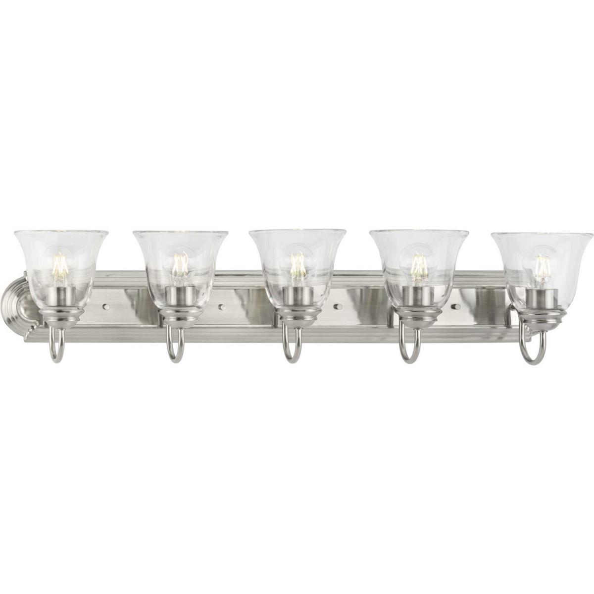 Progress P300393-009 Clear Glass 5 Light 36 inch Brushed Nickel Vanity Light Wall Light