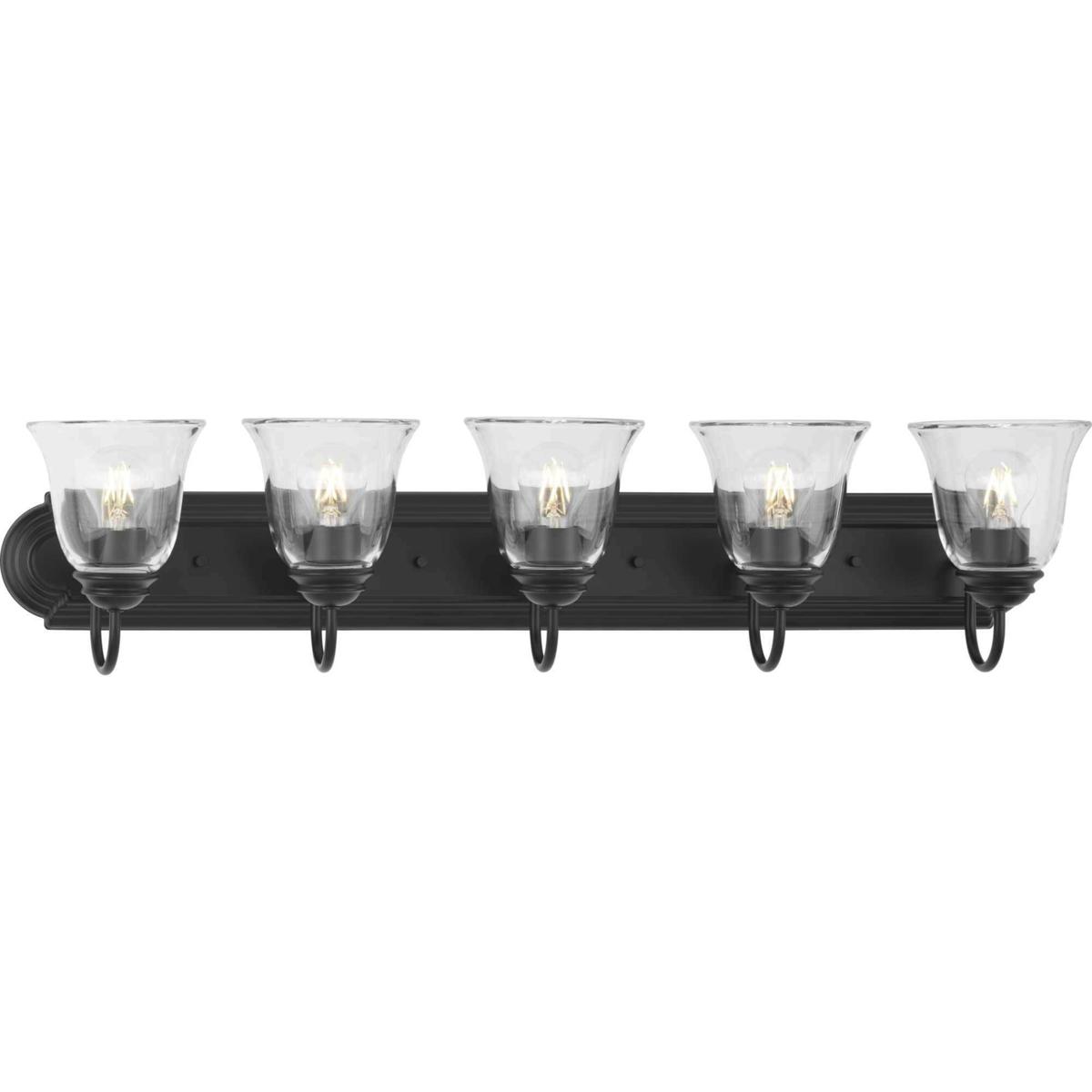Progress P300393-31M Clear Glass 5 Light 36 inch Matte Black Vanity Light Wall Light