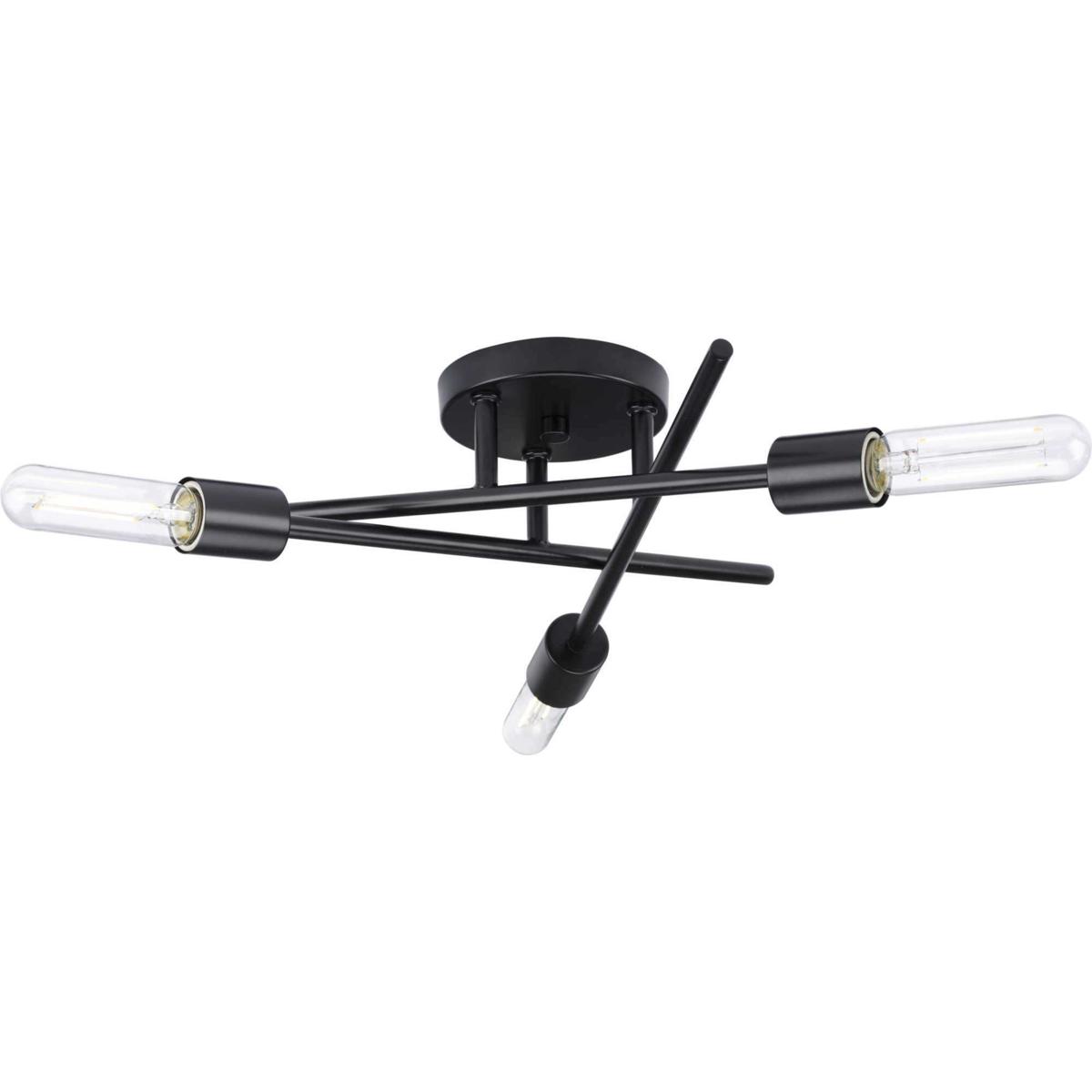 Progress P350225-31M Astra 3 Light 18 inch Matte Black Semi-Flush Mount Ceiling Light, Design Series