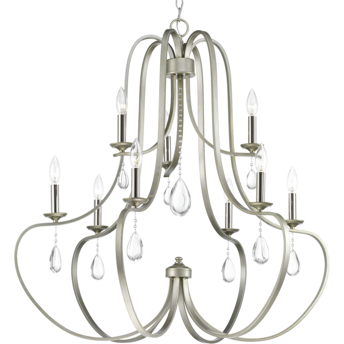 41ELIZABETH 42884SRCW Kenley 9 Light 34 inch Silver Ridge Chandelier Ceiling Light