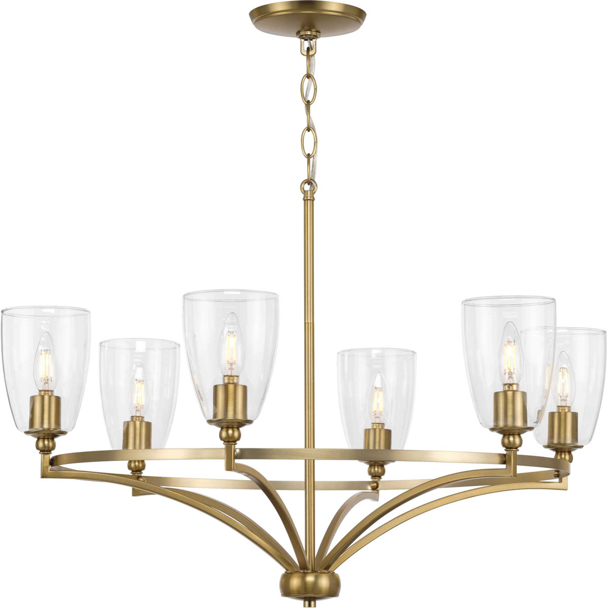 Progress P400297-109 Parkhurst 6 Light 30 inch Brushed Bronze Chandelier Ceiling Light