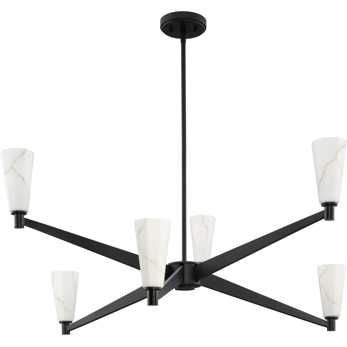 Progress P40039531M Tosca 6 Light 41 inch Matte Black Chandelier Ceiling Light Design Series