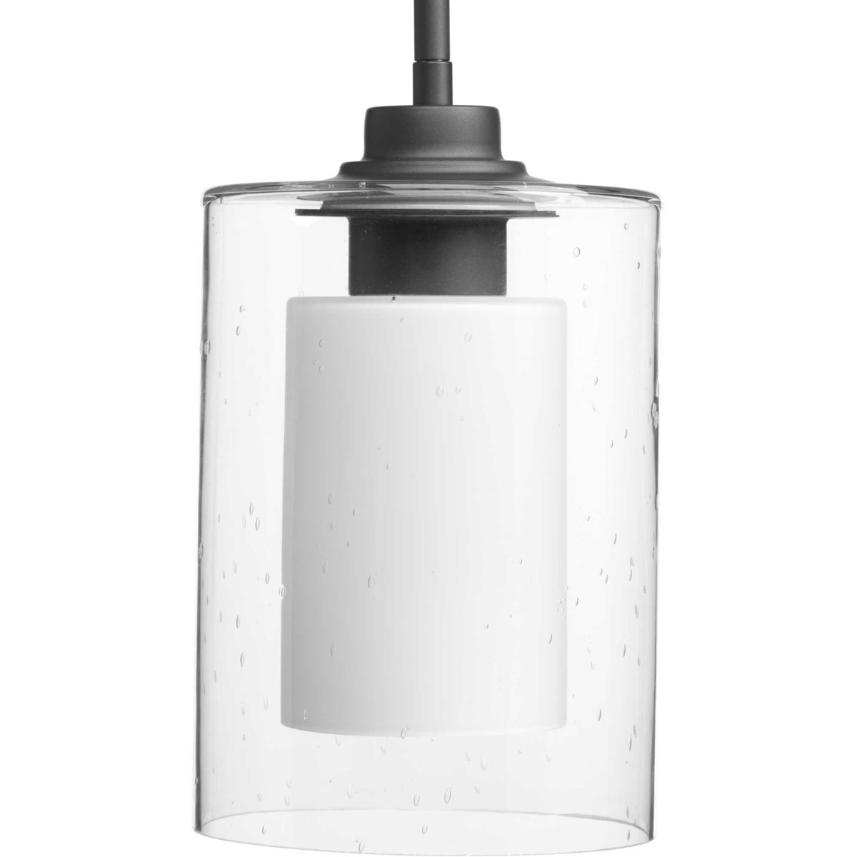 Progress P500018-143 Double Glass 1 Light 5.88 inch Graphite Mini-Pendant Ceiling Light