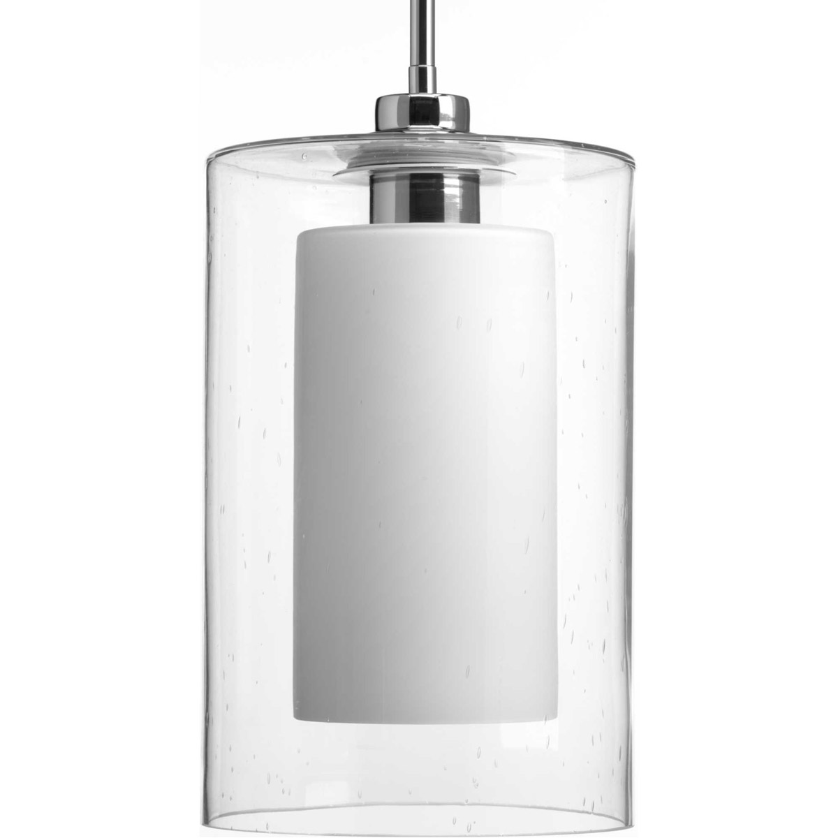 Progress P500019-015 Double Glass 1 Light 7.75 inch Polished Chrome Pendant Ceiling Light