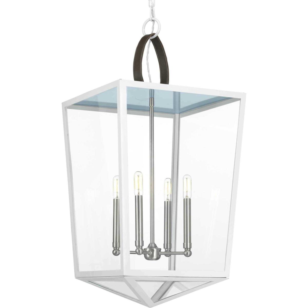 TrulyCoastal 31630-WCFI Oludeniz Beach 4 Light 16.25 inch White Foyer Pendant Ceiling Light, Design Series