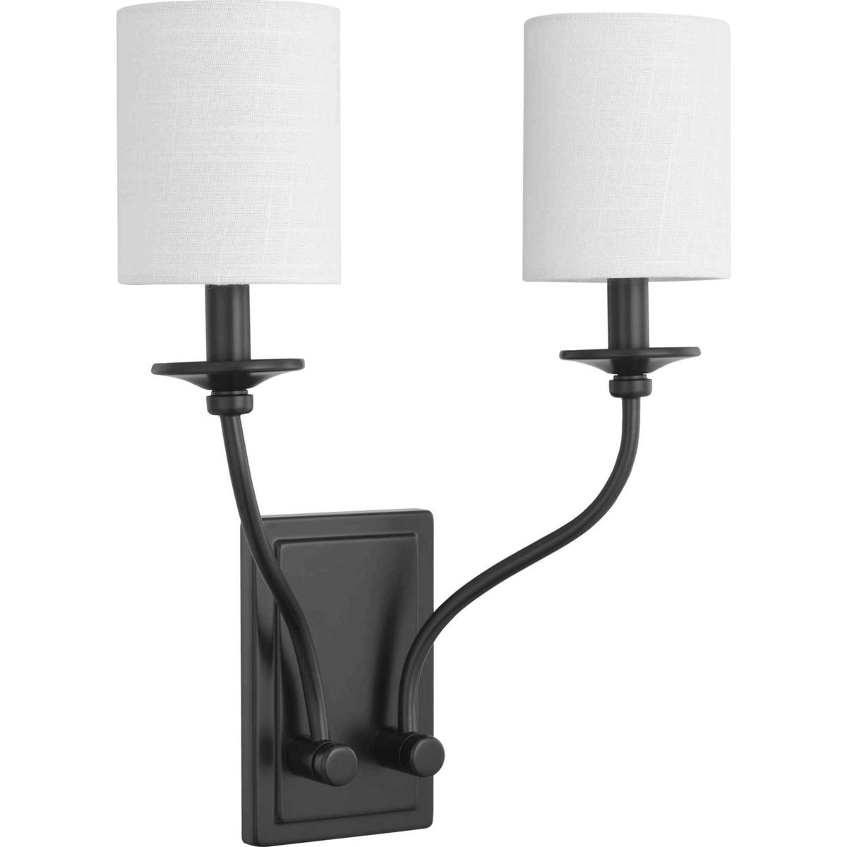 Progress P710019-031 Bonita 2 Light 14 inch Matte Black Wall Sconce Wall Light, Design Series