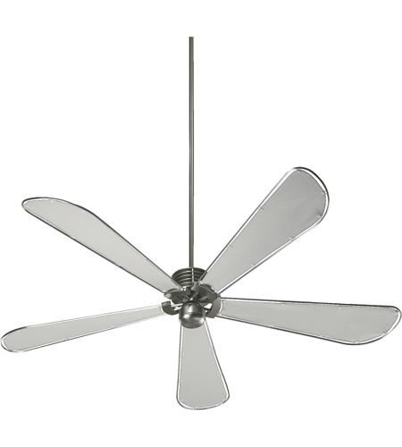 Dragonfly Patio Satin Nickel With Grey Water Resistant Canvas Blades Outdoor Ceiling Fan