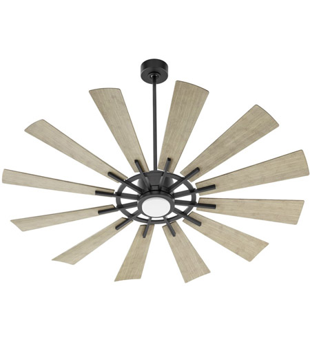 Quorum 46012-5942 Cirque 60 inch Matte Black with Weathered Gray Blades Patio Fan