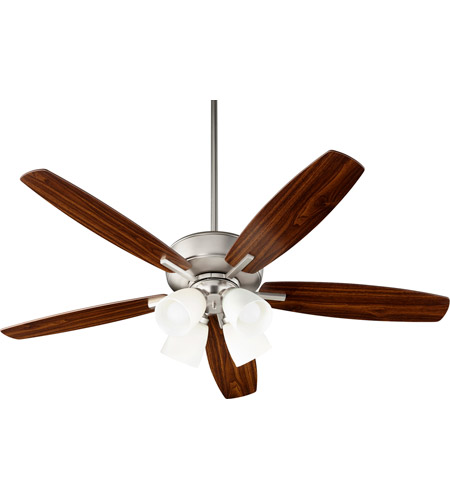 Breeze 52 Inch Satin Nickel With Satin Nickel Walnut Blades Indoor Ceiling Fan In 4