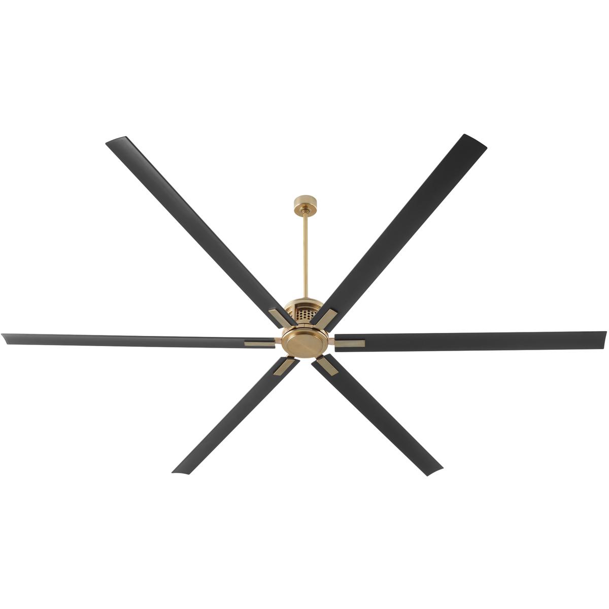 Quorum 101206-80 Zeus 120 inch Aged Brass with Matte Black Blades Patio Fan