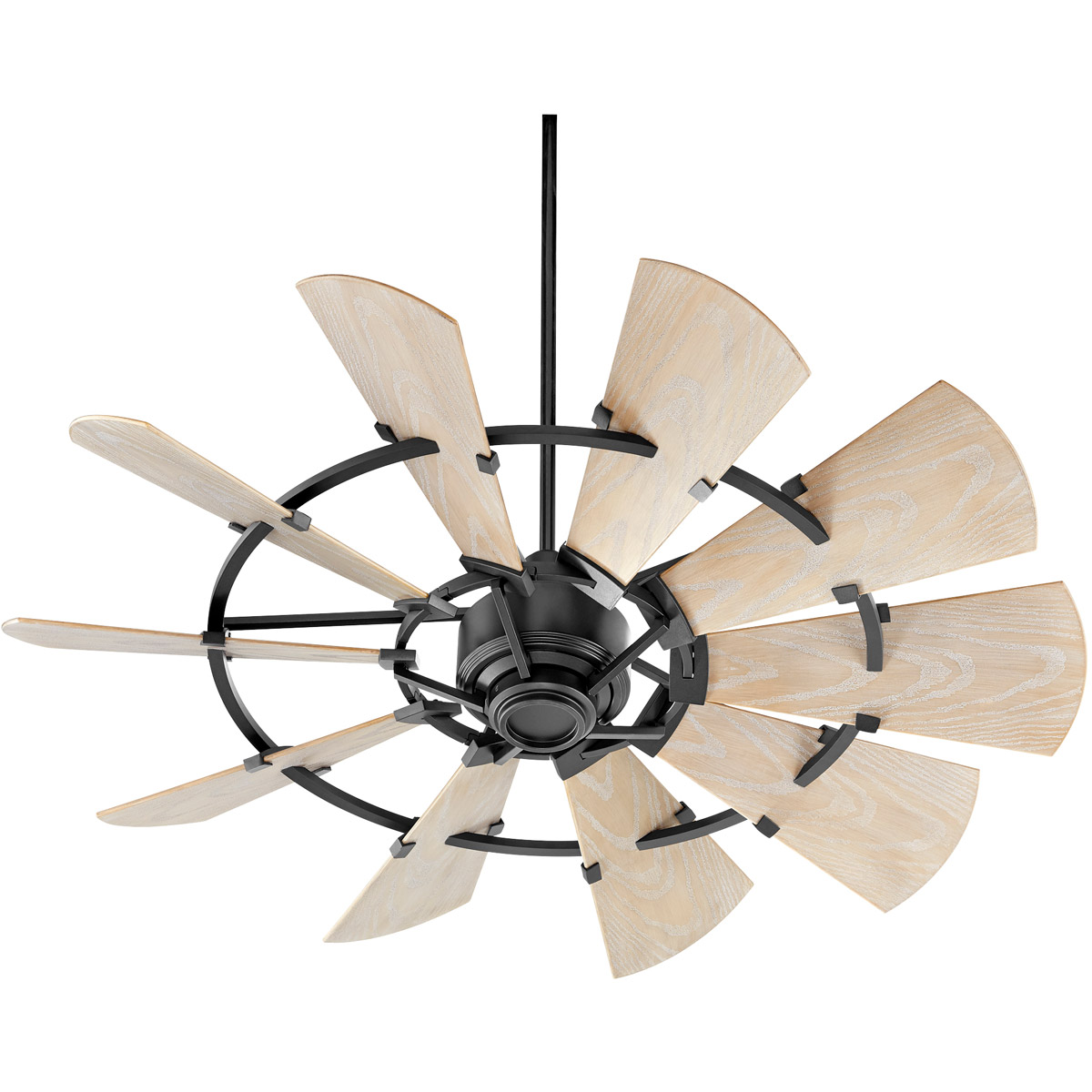Quorum 195210-69 Windmill 52 inch Noir with Weathered Oak Blades Patio Fan