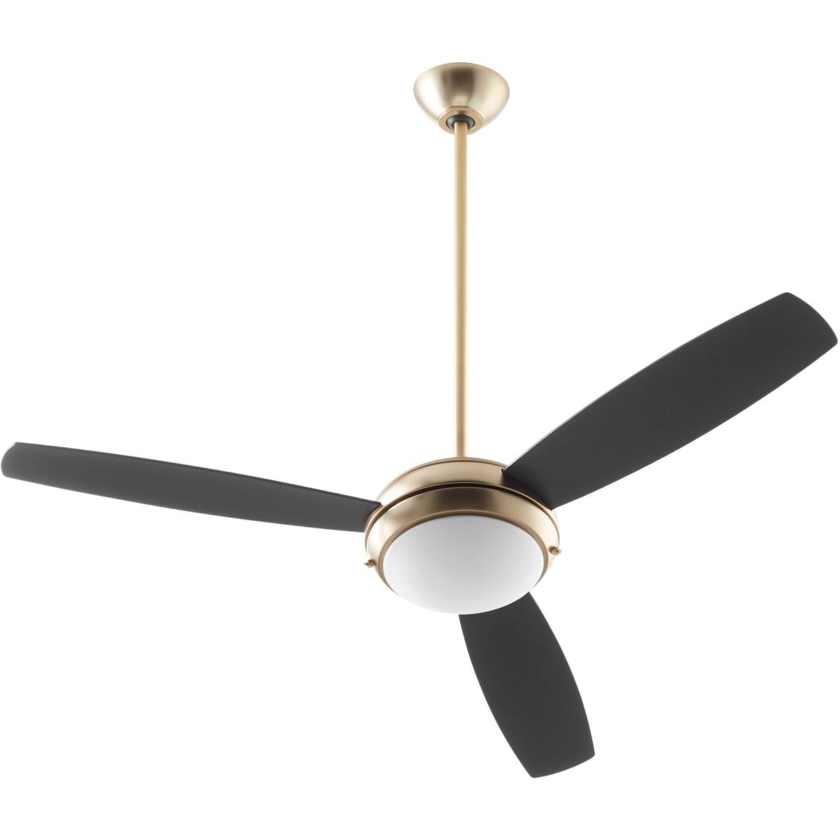Quorum 20523-80 Expo 52 inch Aged Brass with Matte Black/Walnut Blades Ceiling Fan