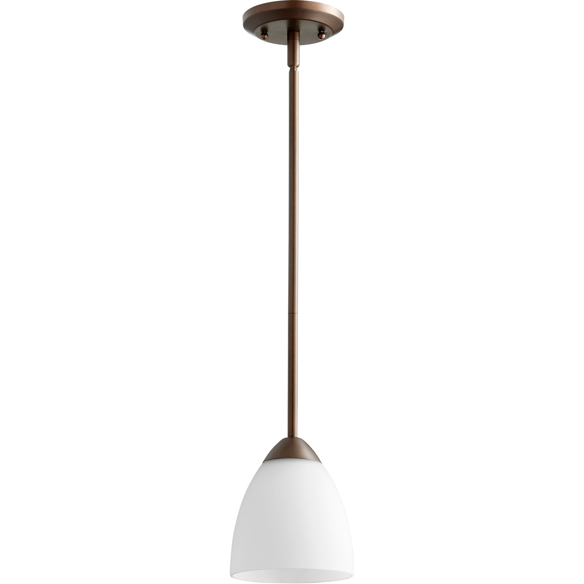 Quorum 3069-86 Barkley 1 Light 5.75 inch Oiled Bronze Mini Pendant Ceiling Light in Satin Opal