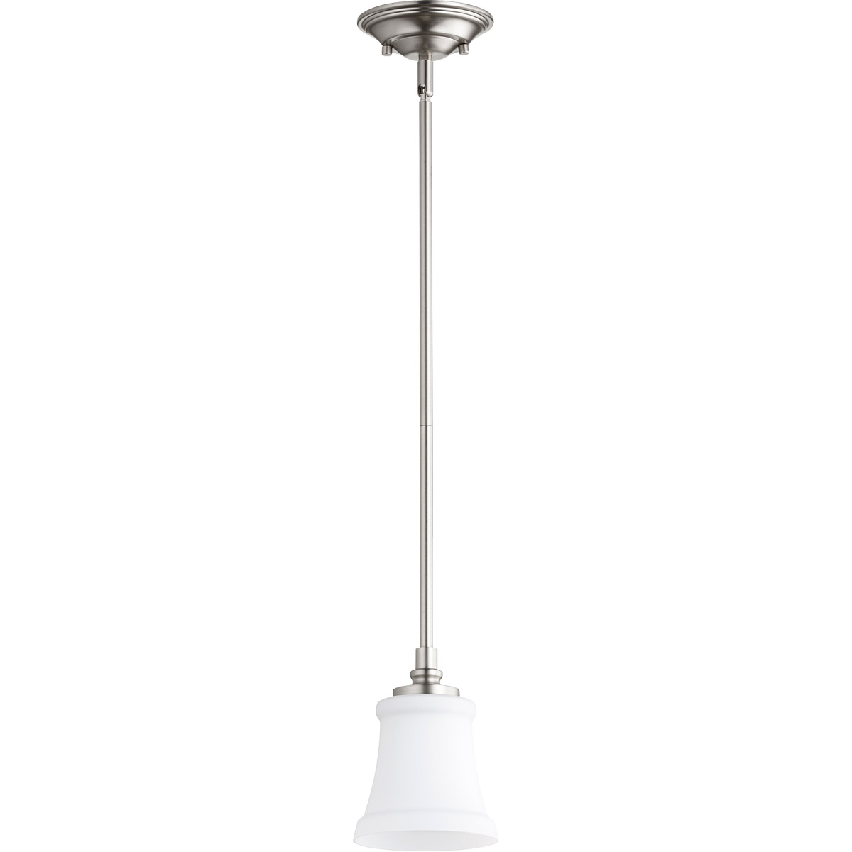 Quorum 3122-65 Rossington 1 Light 5 inch Satin Nickel Mini Pendant Ceiling Light in Satin Opal