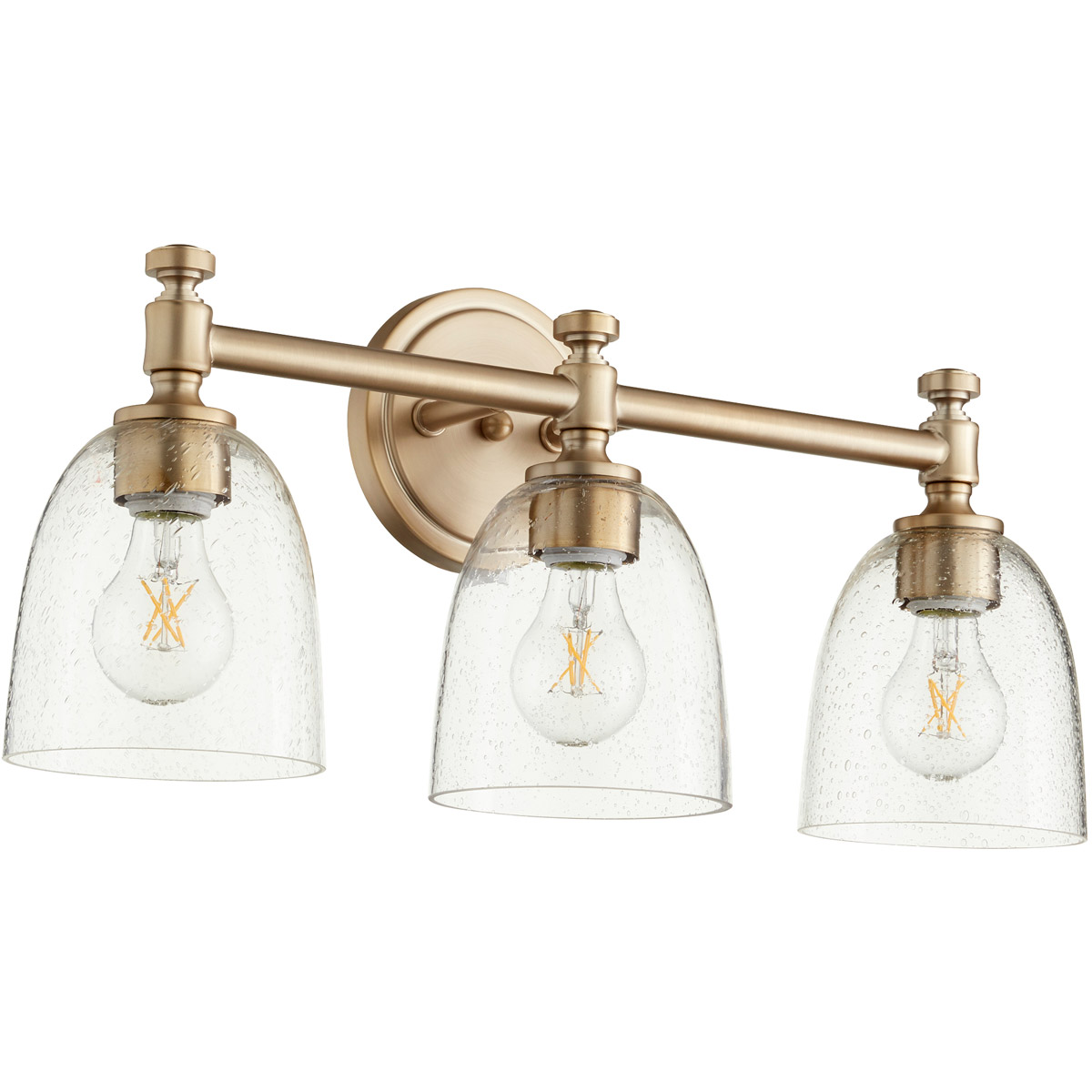 Quorum 5122-3-280 Rossington 3 Light 21.5 inch Aged Brass Vanity Light Wall Light in Clear Seeded