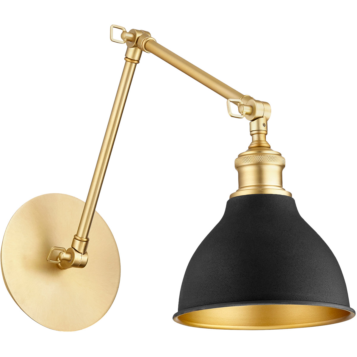 Quorum 5392-6980 Fort Worth 1 Light 7 inch Aged Brass and Noir Wall Mount Wall Light in Aged Brass w/ Noir